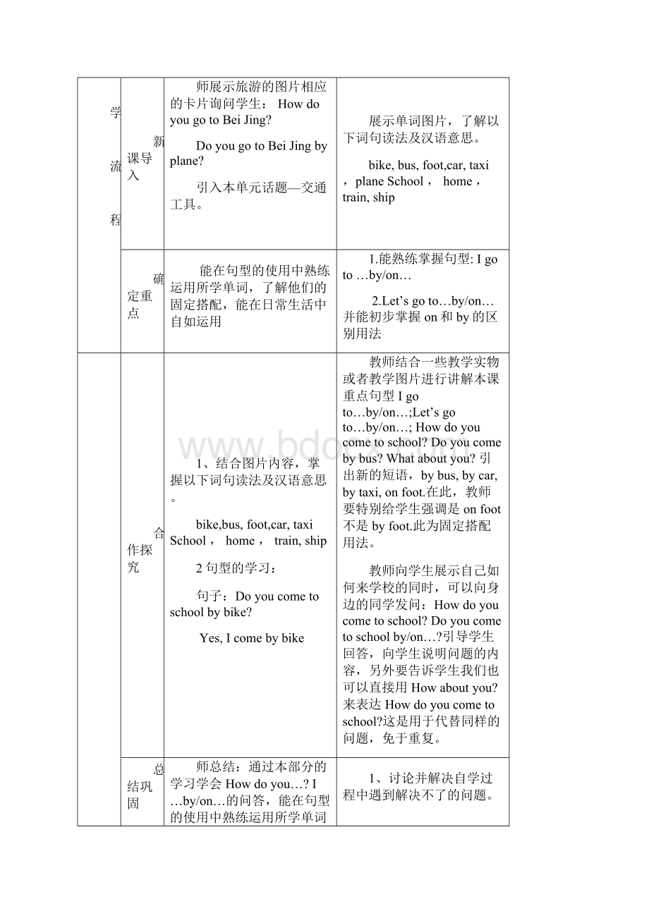 小学三年级英语下册Unit3HowDoYouCometoSchool导学案1陕旅版.docx_第2页