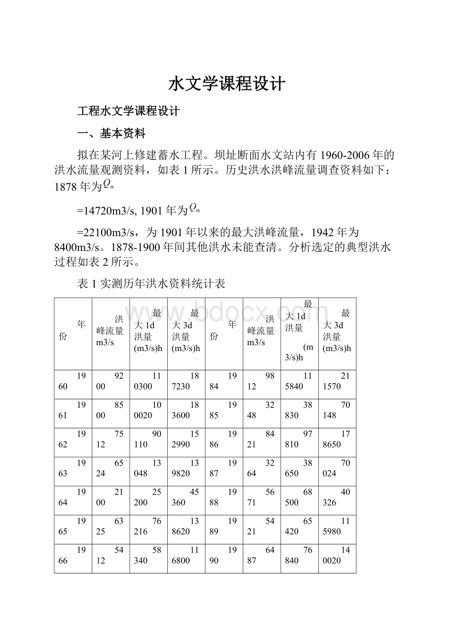 水文学课程设计.docx