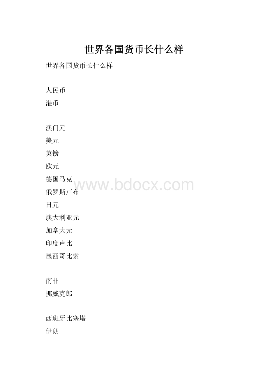 世界各国货币长什么样.docx_第1页