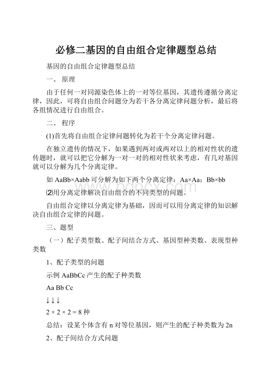 必修二基因的自由组合定律题型总结.docx_第1页