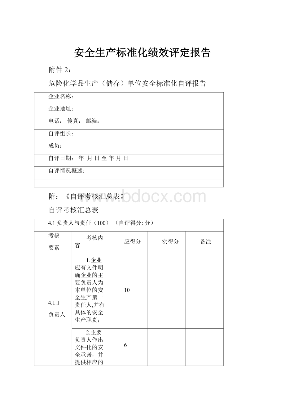 安全生产标准化绩效评定报告.docx