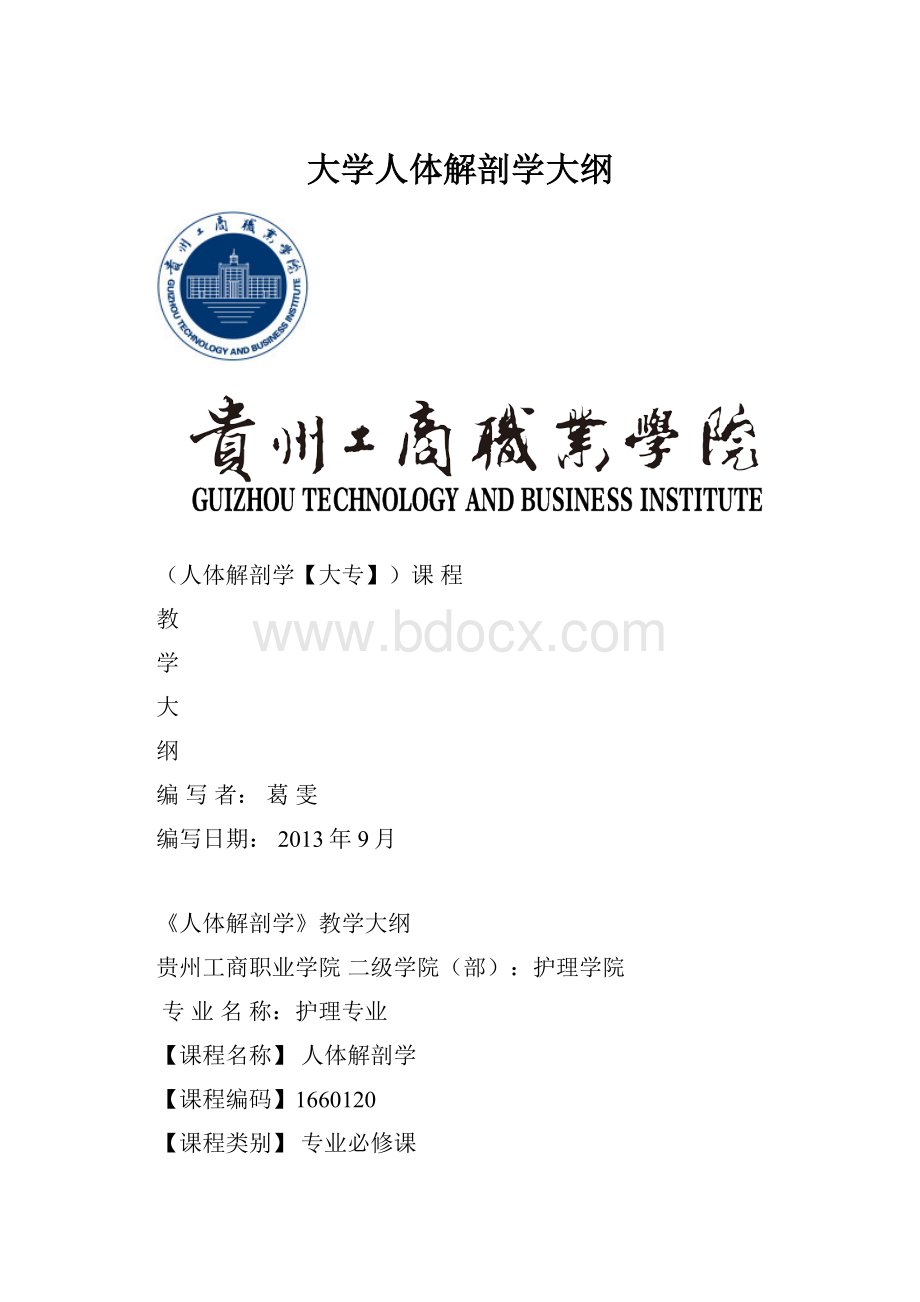 大学人体解剖学大纲.docx