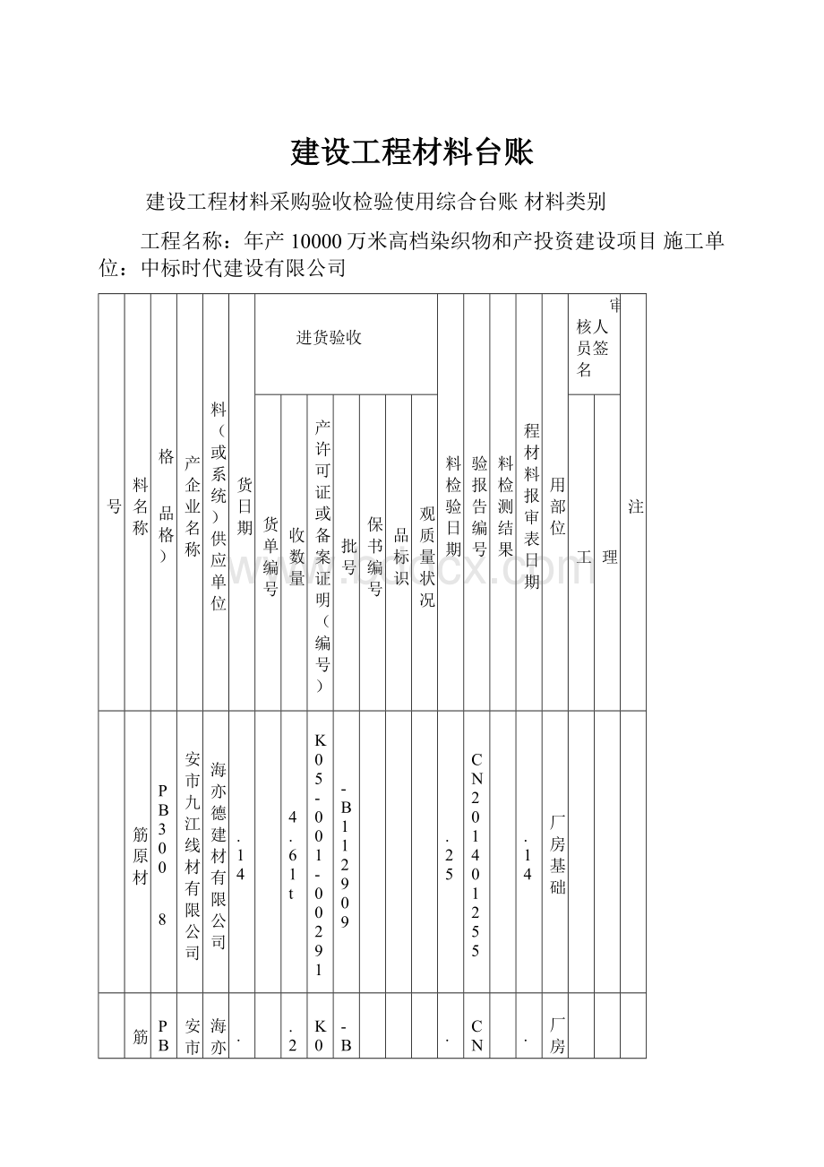 建设工程材料台账.docx