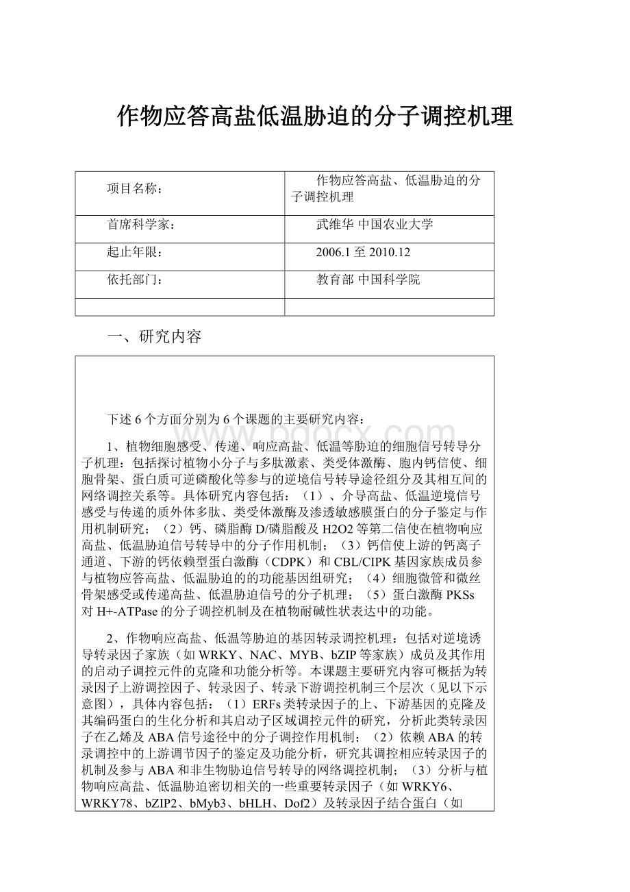 作物应答高盐低温胁迫的分子调控机理.docx