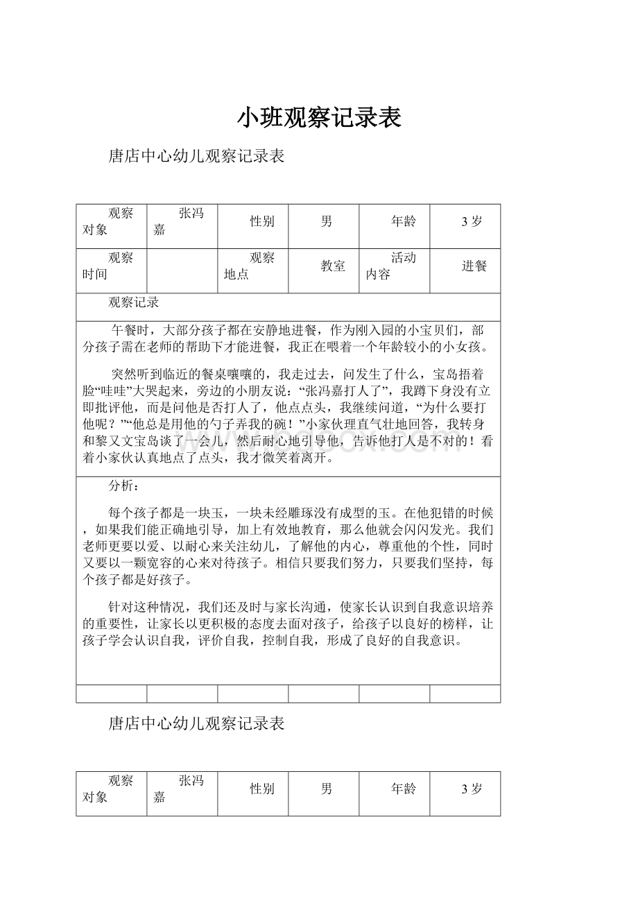 小班观察记录表.docx_第1页