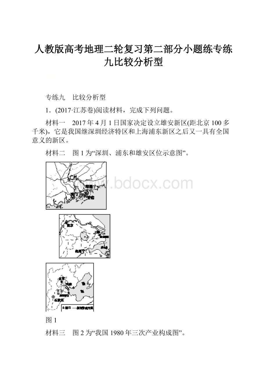 人教版高考地理二轮复习第二部分小题练专练九比较分析型.docx