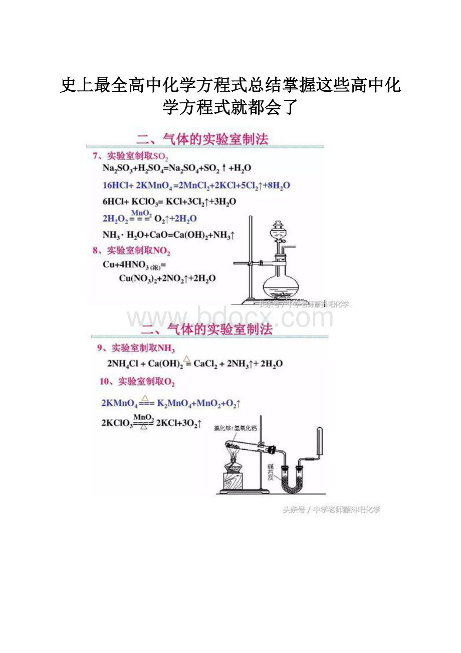 史上最全高中化学方程式总结掌握这些高中化学方程式就都会了.docx