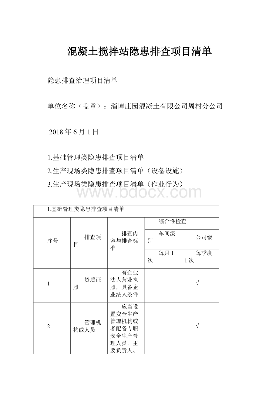 混凝土搅拌站隐患排查项目清单.docx