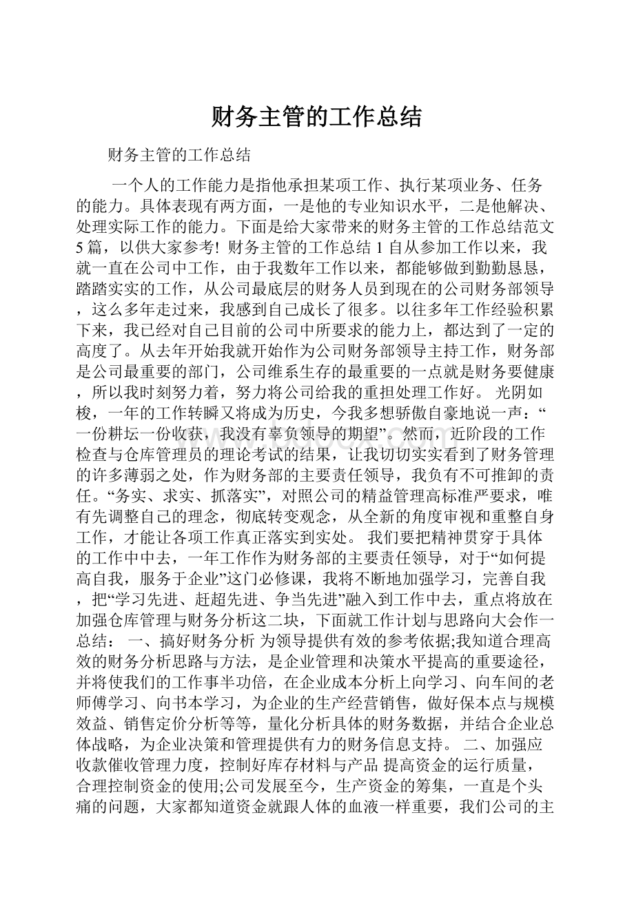 财务主管的工作总结.docx