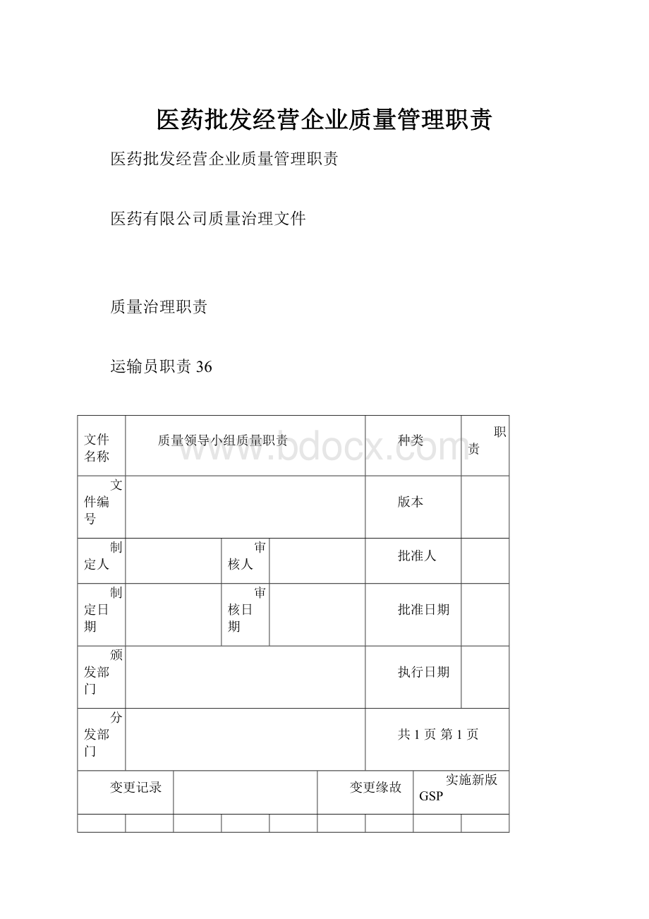 医药批发经营企业质量管理职责.docx