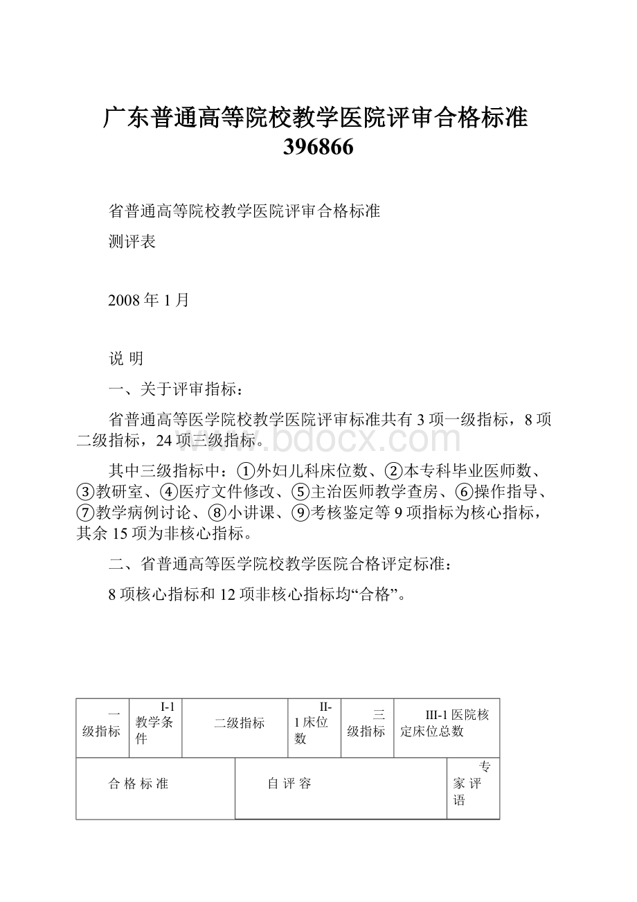 广东普通高等院校教学医院评审合格标准396866.docx