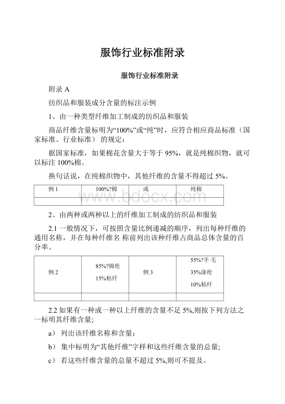 服饰行业标准附录.docx