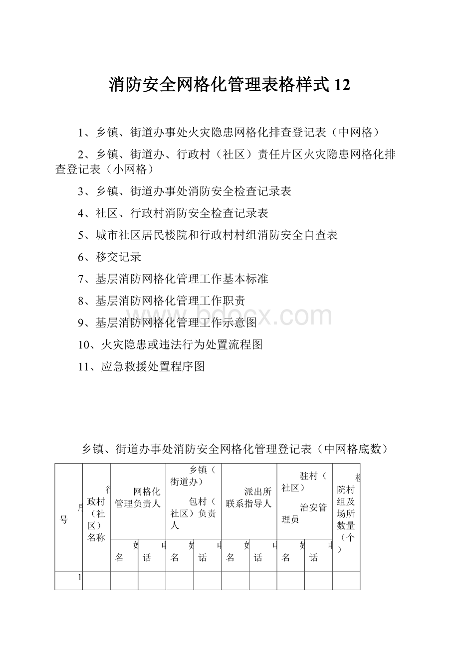 消防安全网格化管理表格样式12.docx_第1页