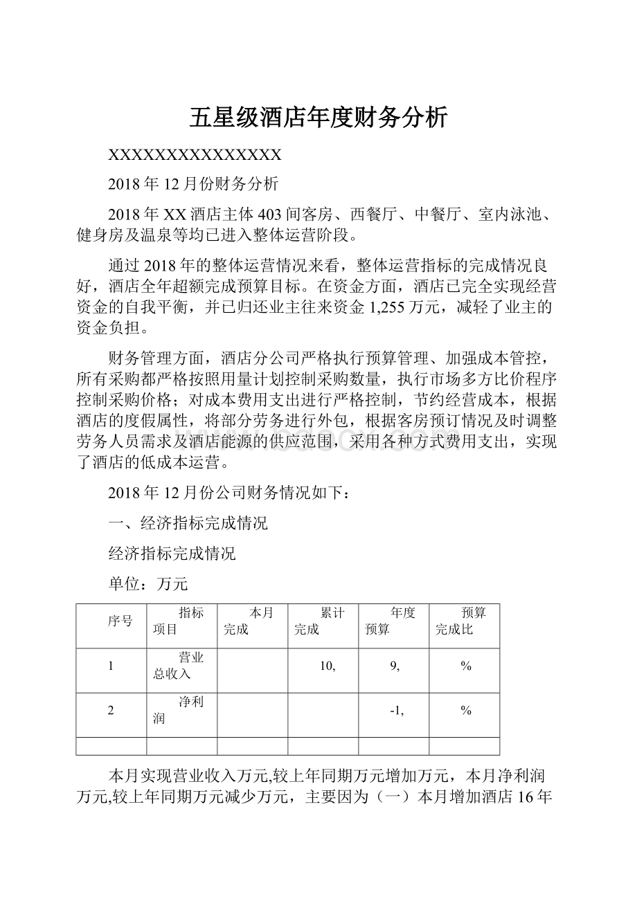 五星级酒店年度财务分析.docx