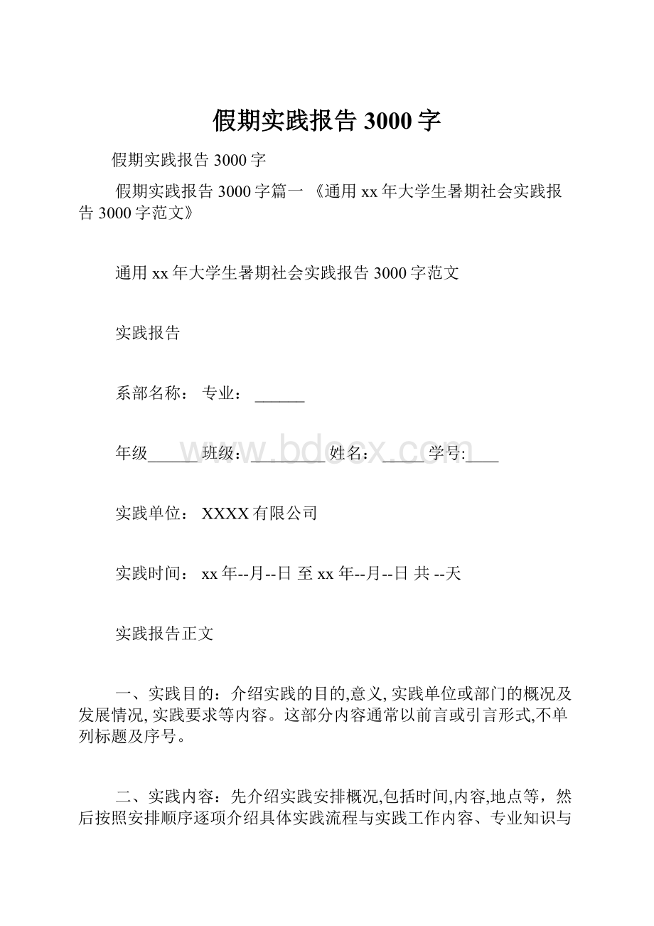 假期实践报告3000字.docx