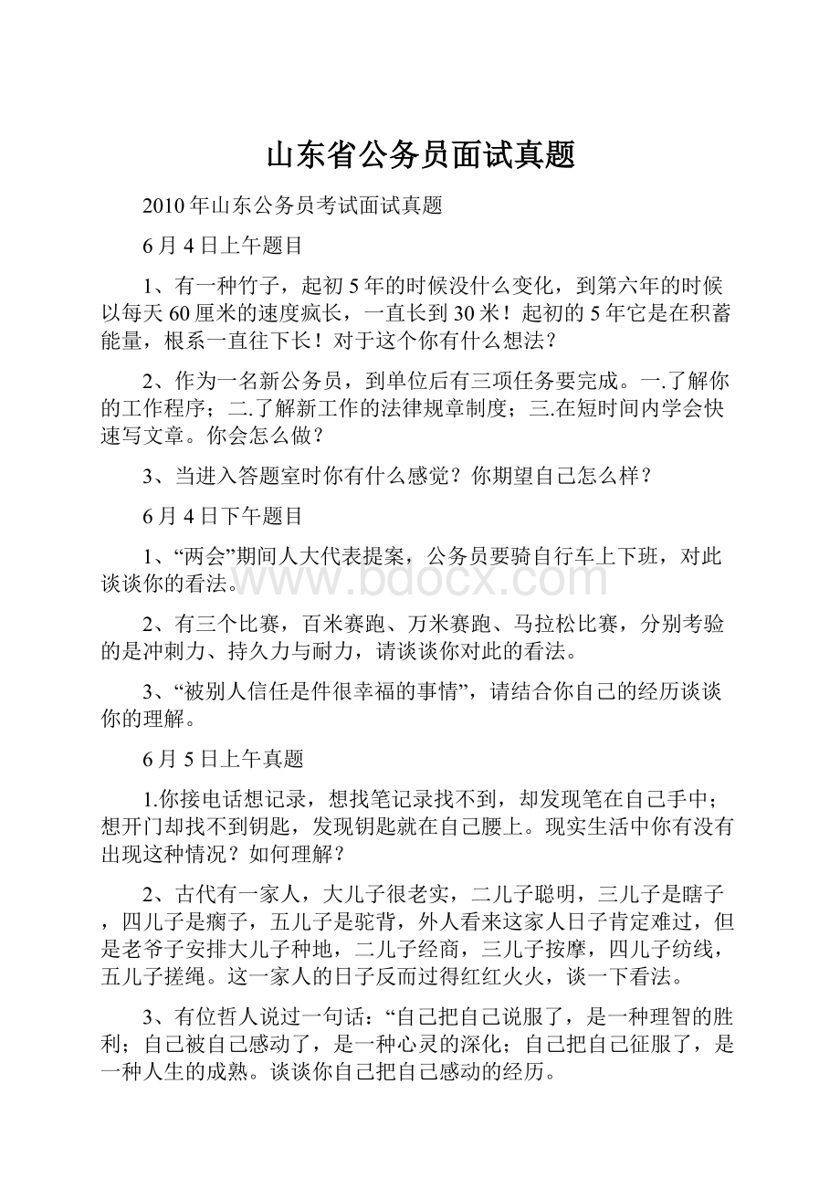 山东省公务员面试真题.docx