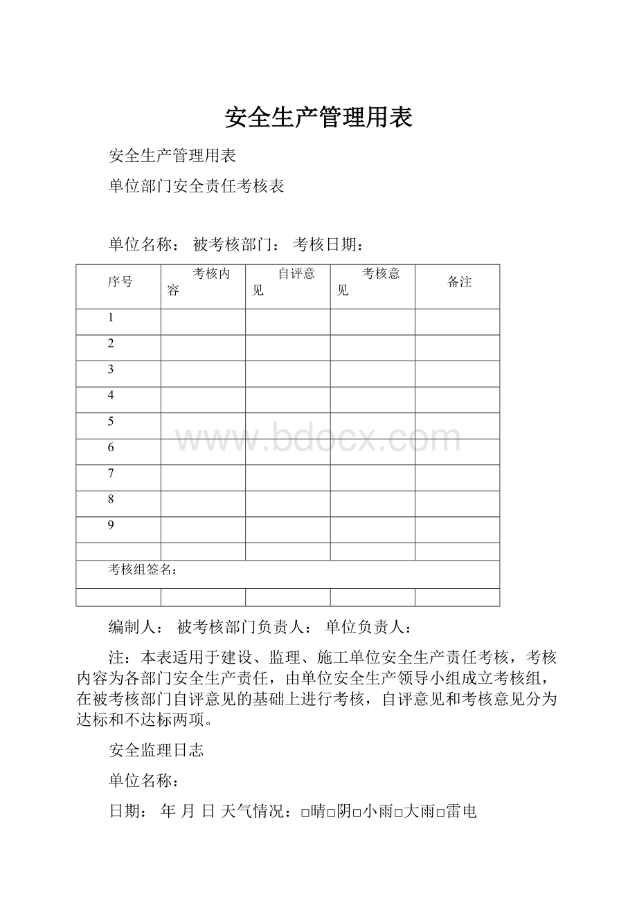 安全生产管理用表.docx