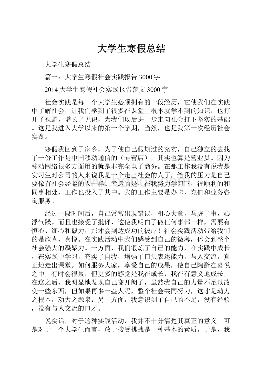 大学生寒假总结.docx