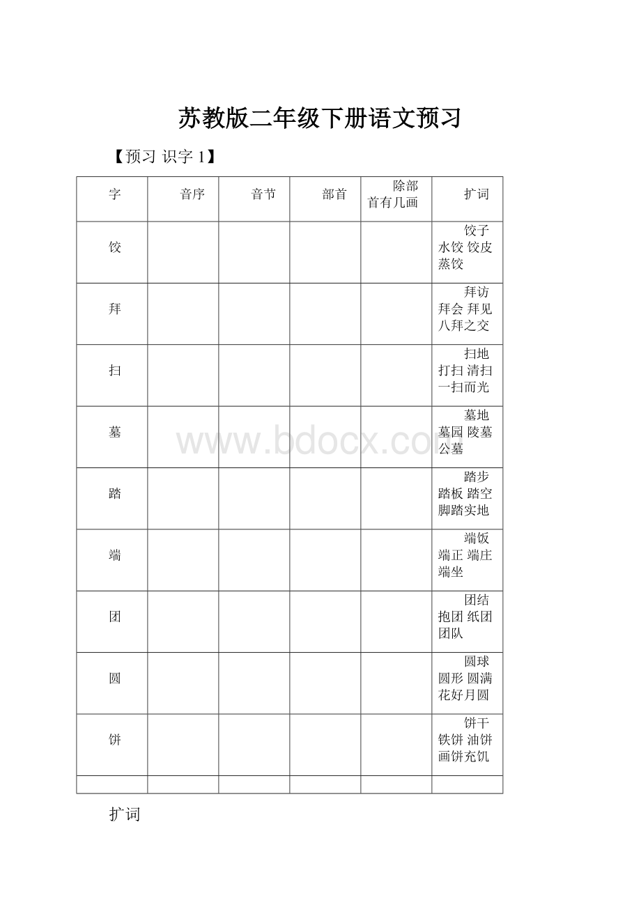 苏教版二年级下册语文预习.docx