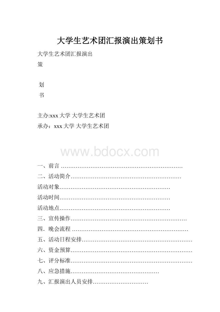 大学生艺术团汇报演出策划书.docx