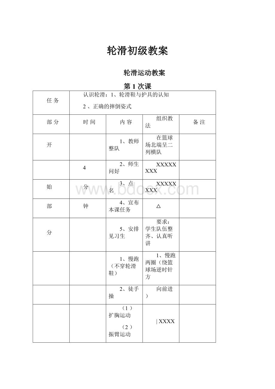 轮滑初级教案.docx