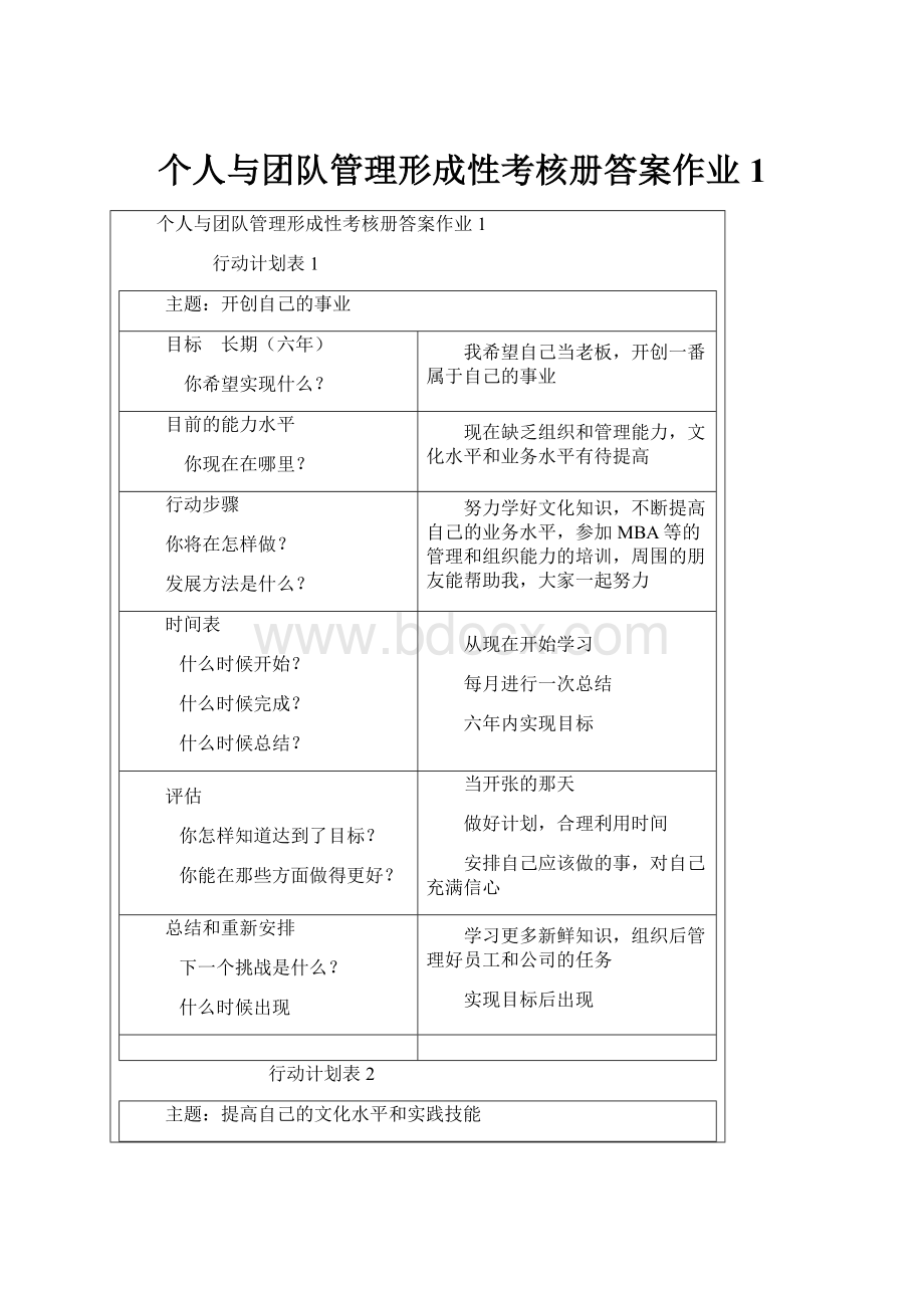 个人与团队管理形成性考核册答案作业1.docx