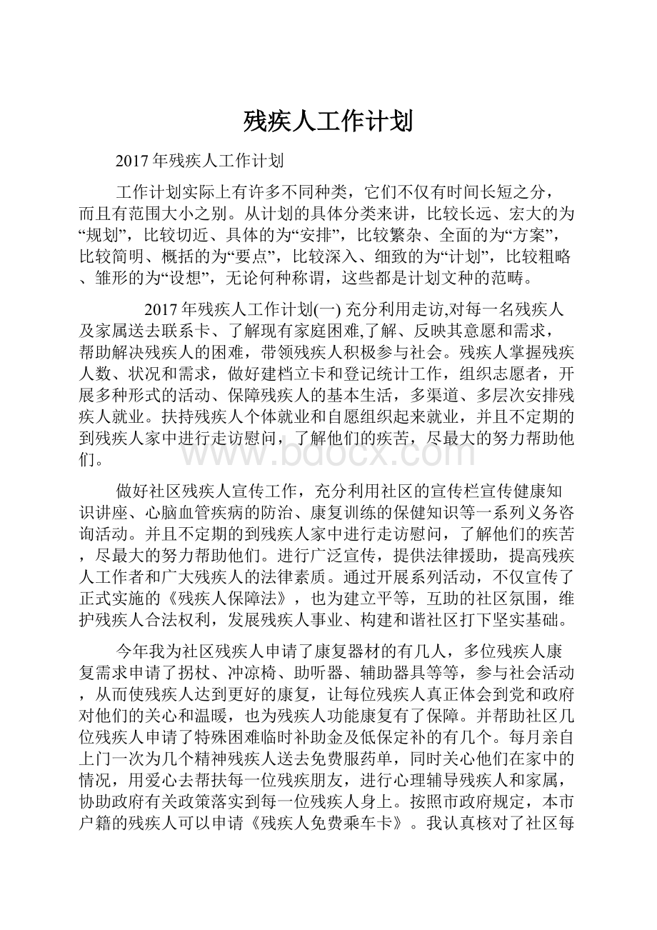 残疾人工作计划.docx