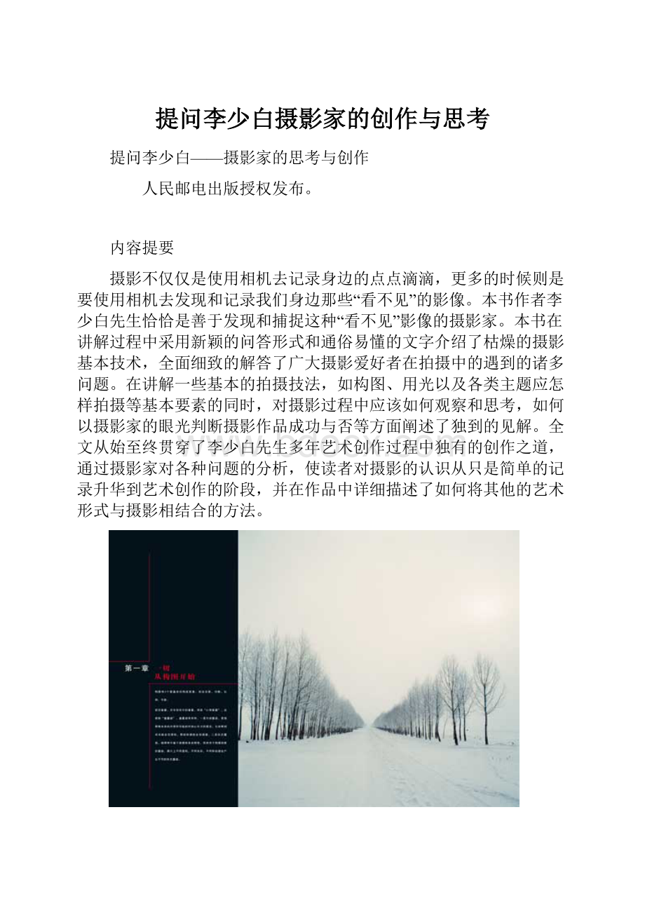 提问李少白摄影家的创作与思考.docx