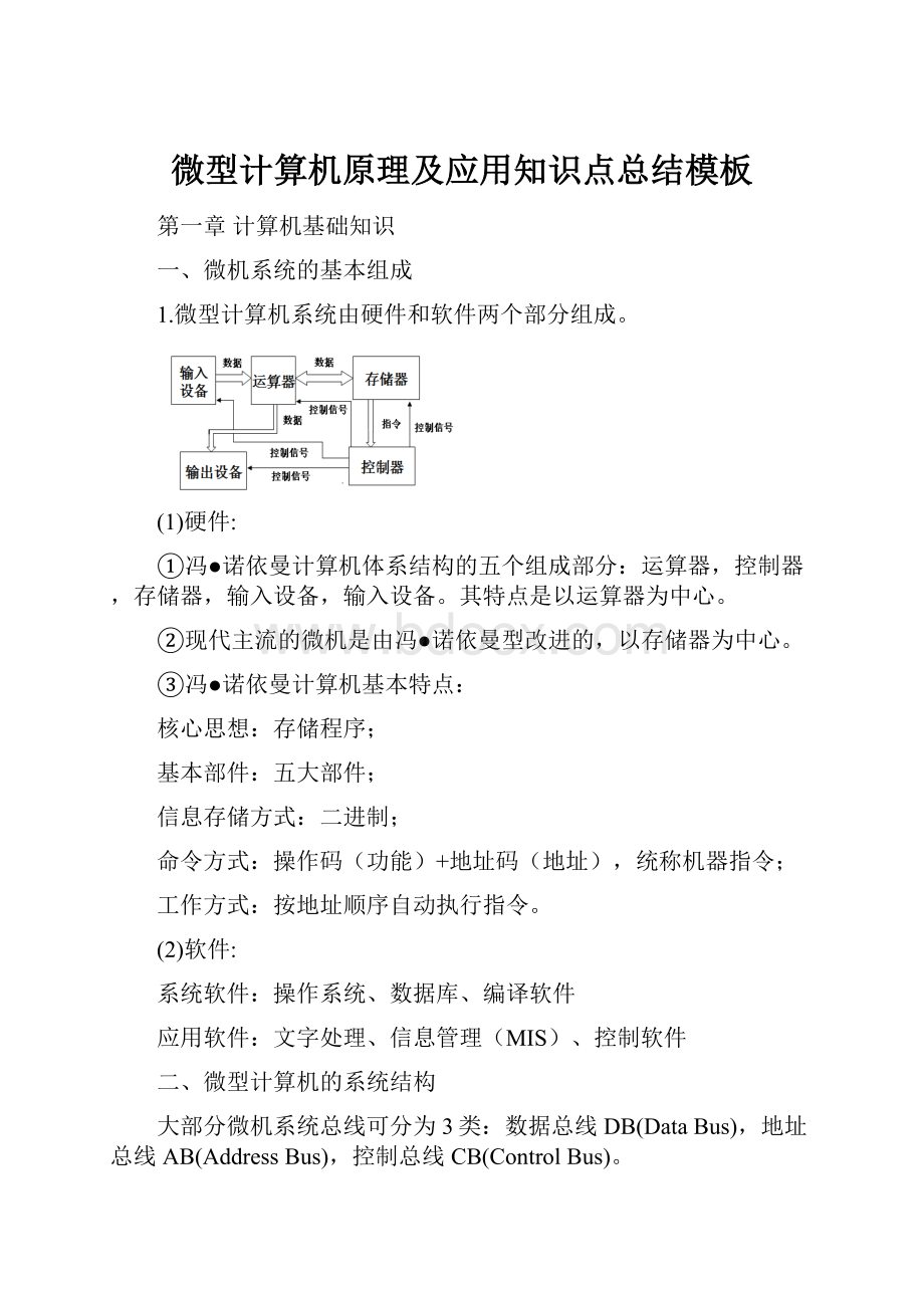 微型计算机原理及应用知识点总结模板.docx_第1页