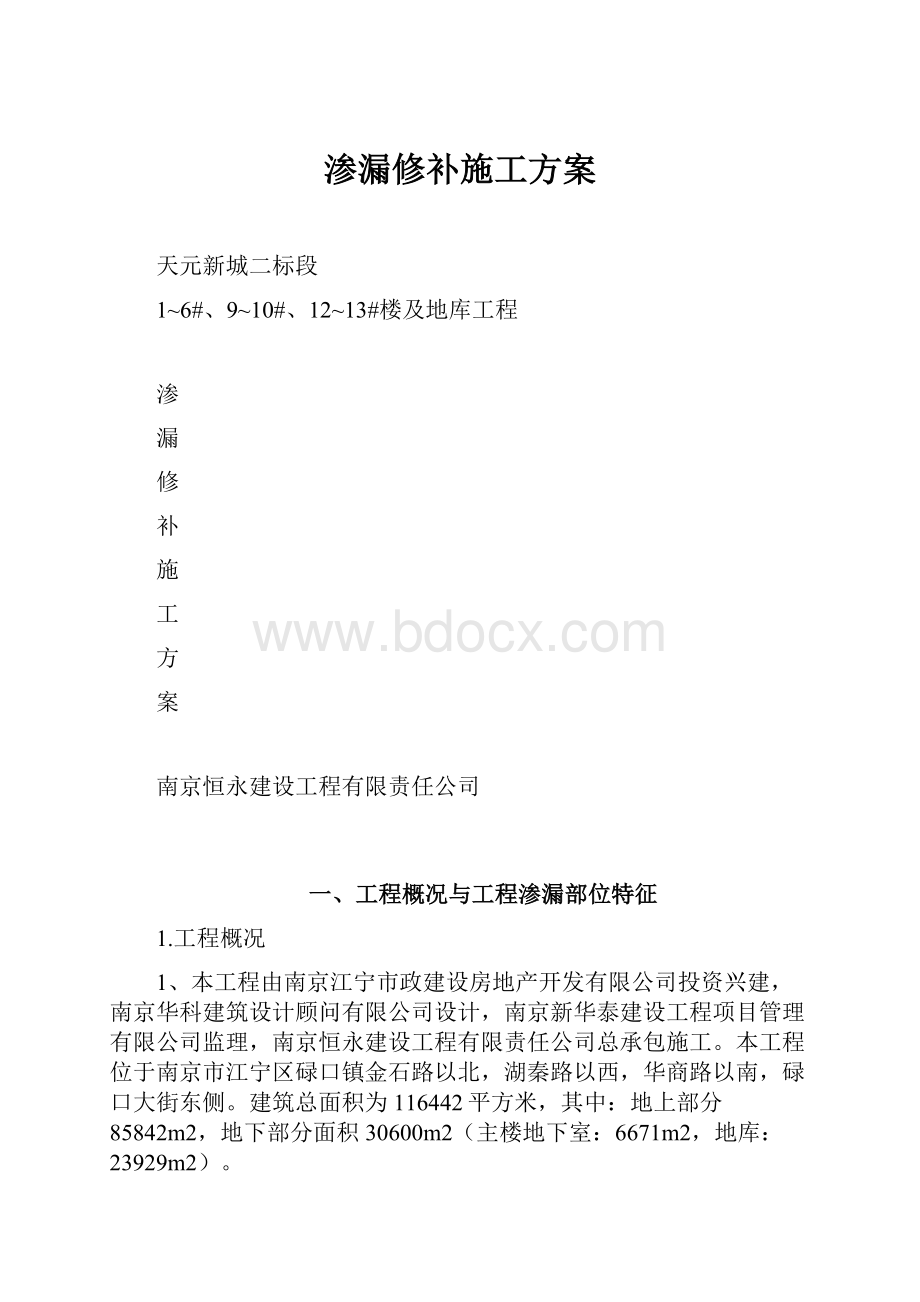 渗漏修补施工方案.docx_第1页