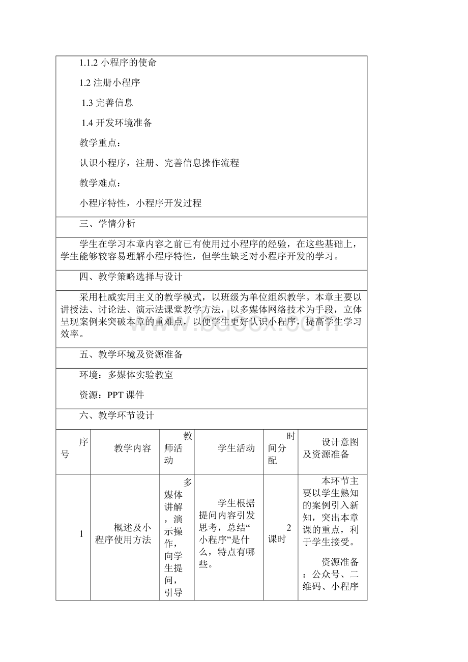 4《微信小程序开发》教学设计模板 v30.docx_第2页