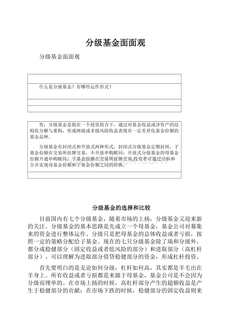 分级基金面面观.docx