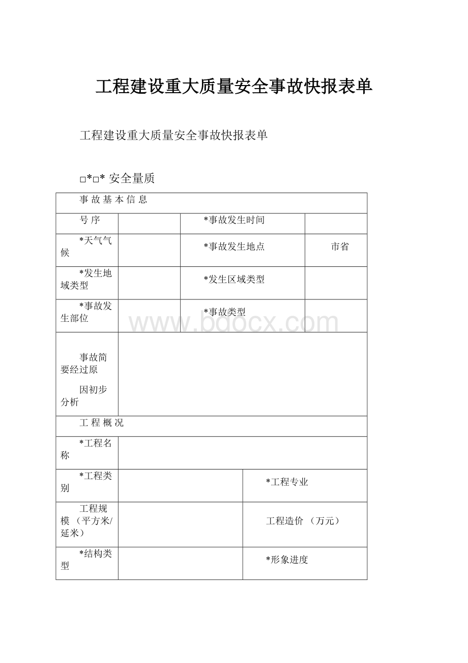 工程建设重大质量安全事故快报表单.docx