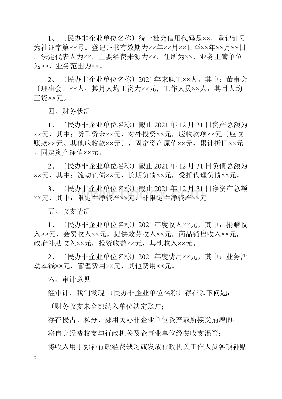 民办非企业单位审计报告模板.docx_第3页