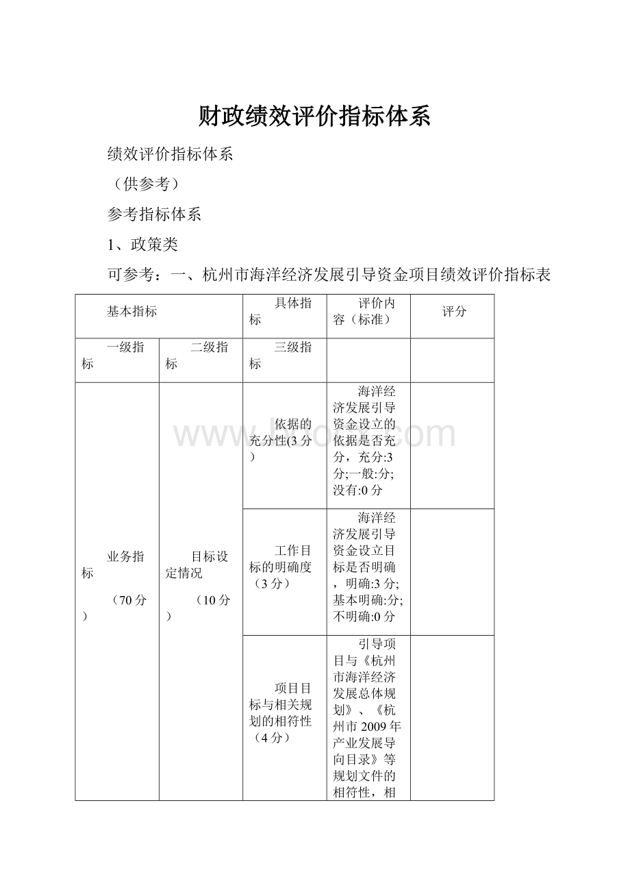 财政绩效评价指标体系.docx_第1页