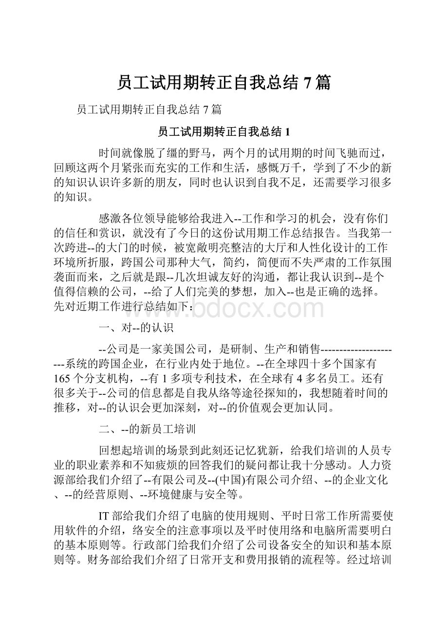 员工试用期转正自我总结7篇.docx