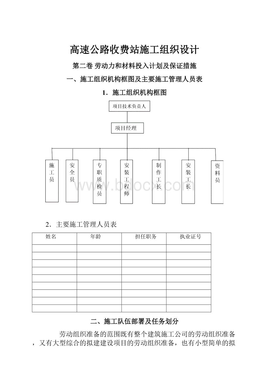 高速公路收费站施工组织设计.docx