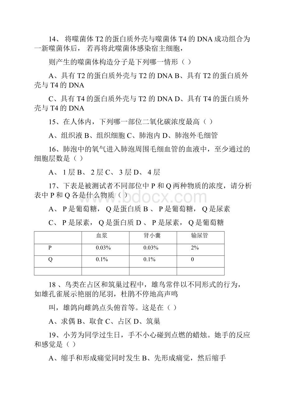 初中生物学奥林匹克竞赛仿真试题一.docx_第3页