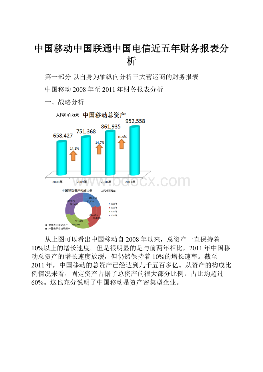 中国移动中国联通中国电信近五年财务报表分析.docx