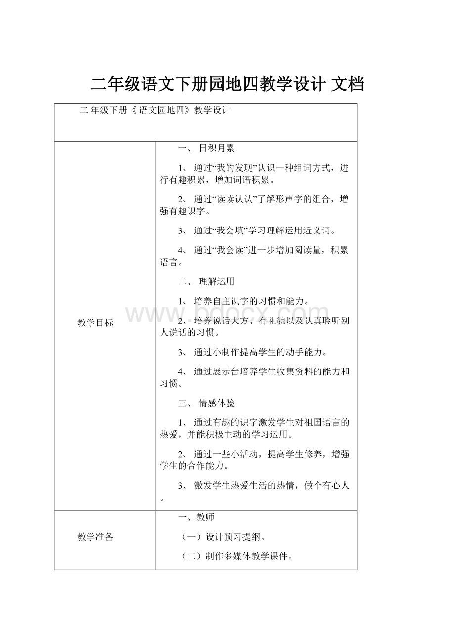 二年级语文下册园地四教学设计 文档.docx_第1页