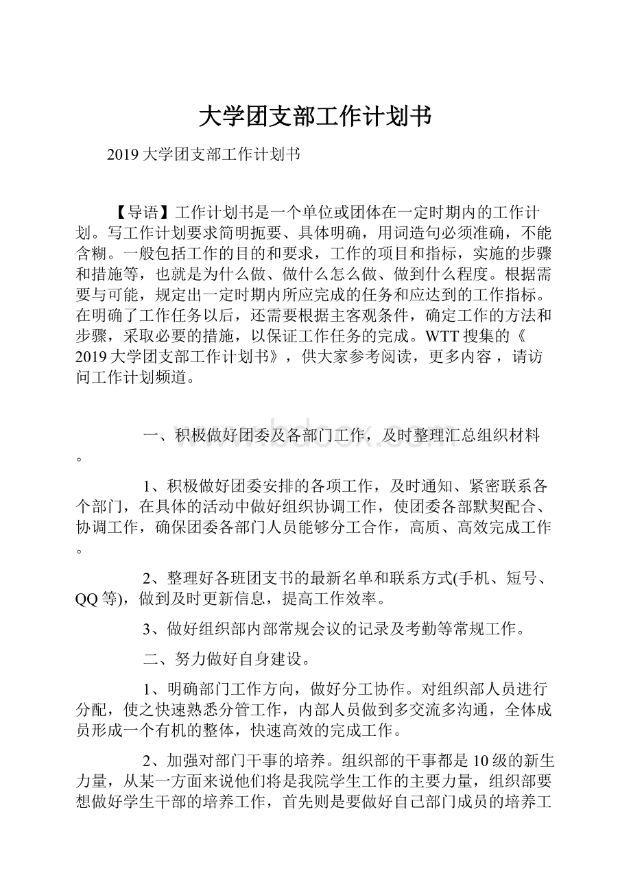 大学团支部工作计划书.docx