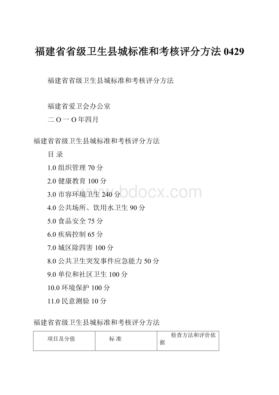 福建省省级卫生县城标准和考核评分方法0429.docx