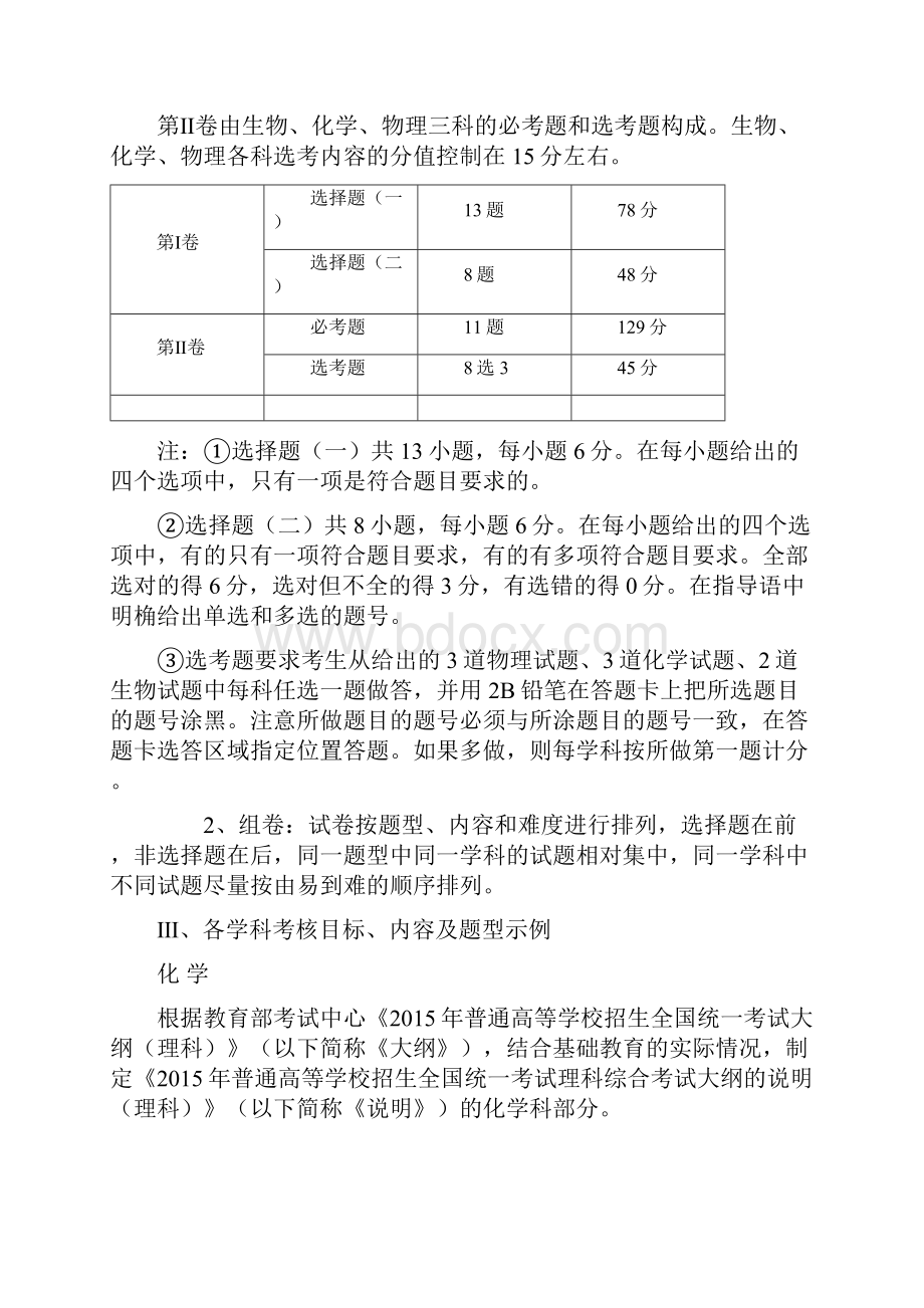 高考全国卷理综化学考试大纲及题型示例.docx_第2页