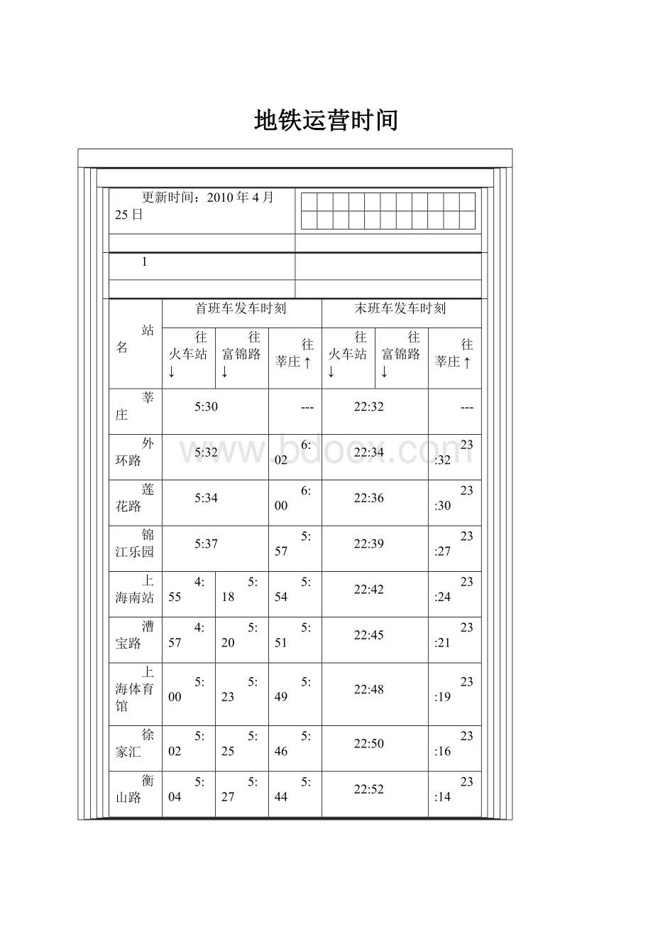 地铁运营时间.docx