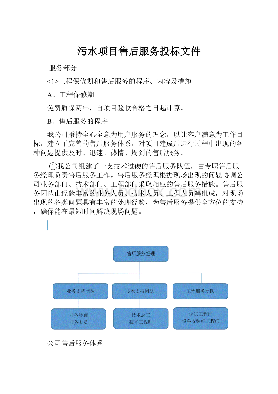 污水项目售后服务投标文件.docx_第1页