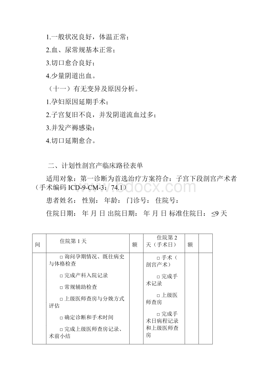 计划性剖宫产临床路径.docx_第3页