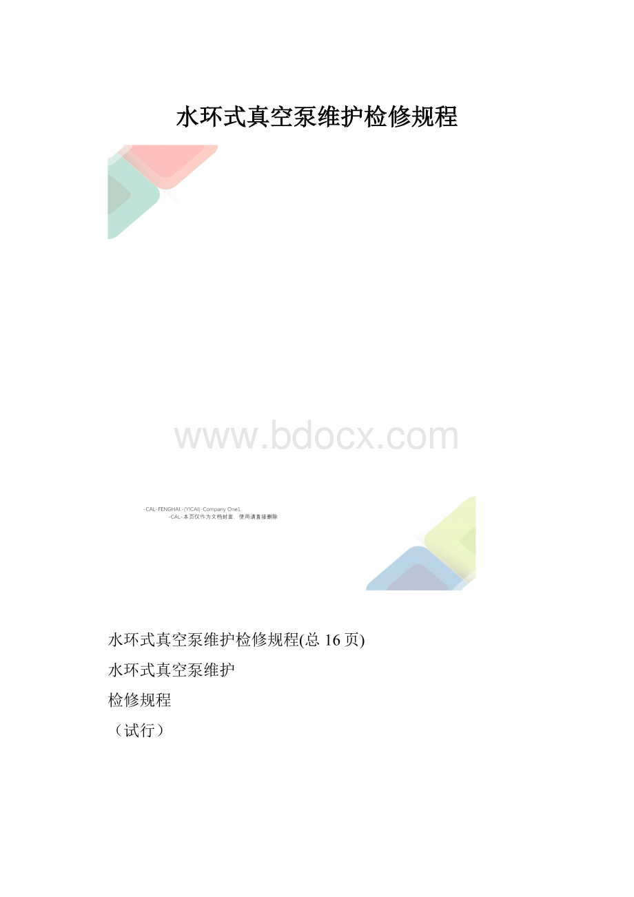 水环式真空泵维护检修规程.docx