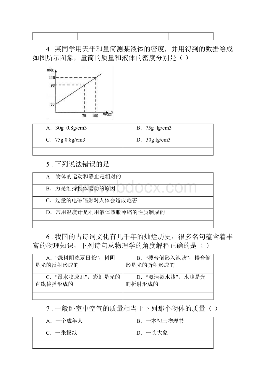 新人教版八年级上期末综合测试物理试题.docx_第2页