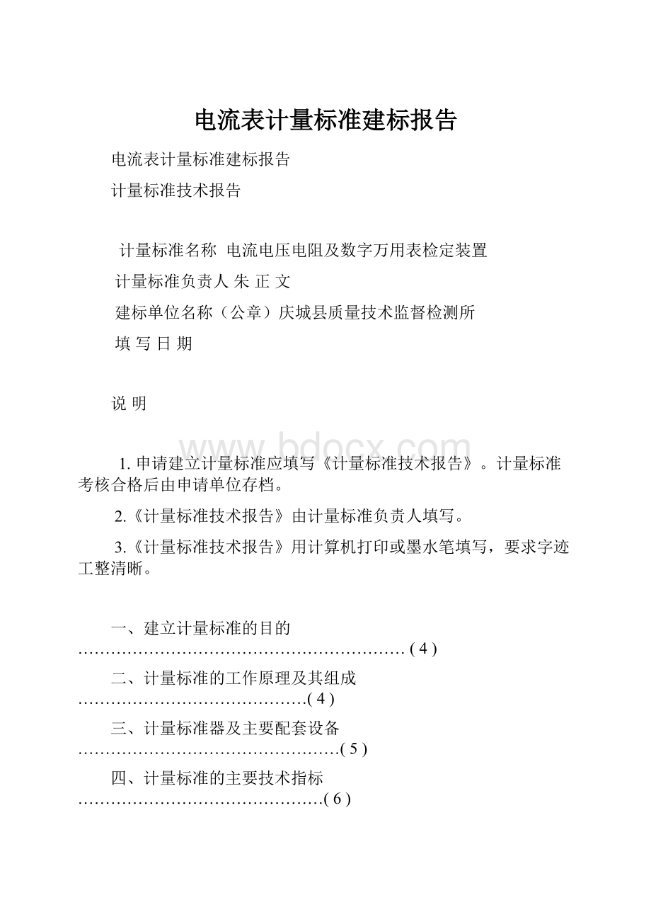 电流表计量标准建标报告.docx