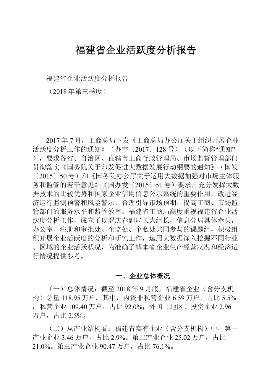 福建省企业活跃度分析报告.docx